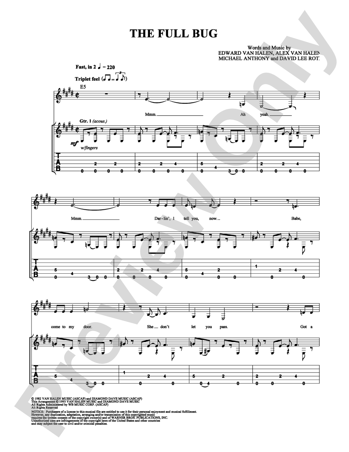The Full Bug: Guitar TAB Digital Sheet Music