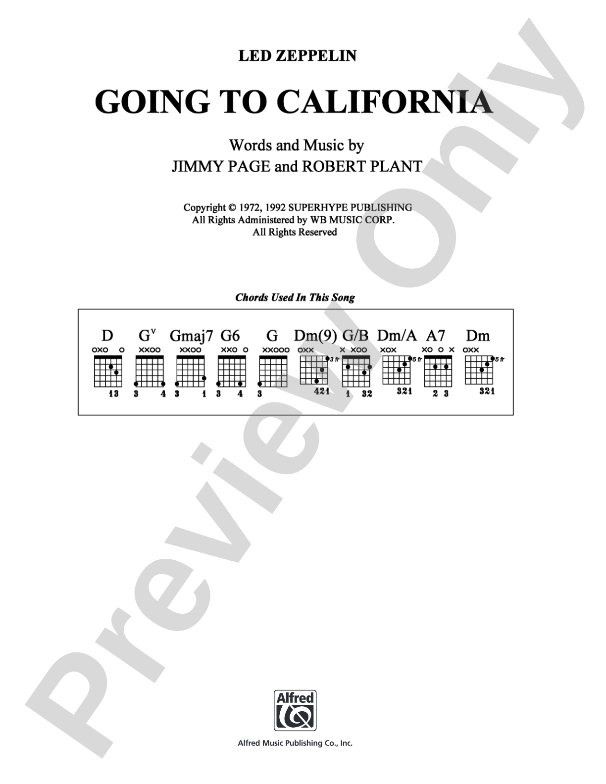 Going to California: Strum and Sing Digital Sheet Music