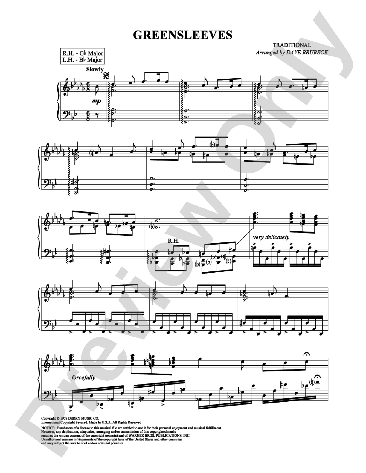Greensleeves: Piano Digital Sheet Music