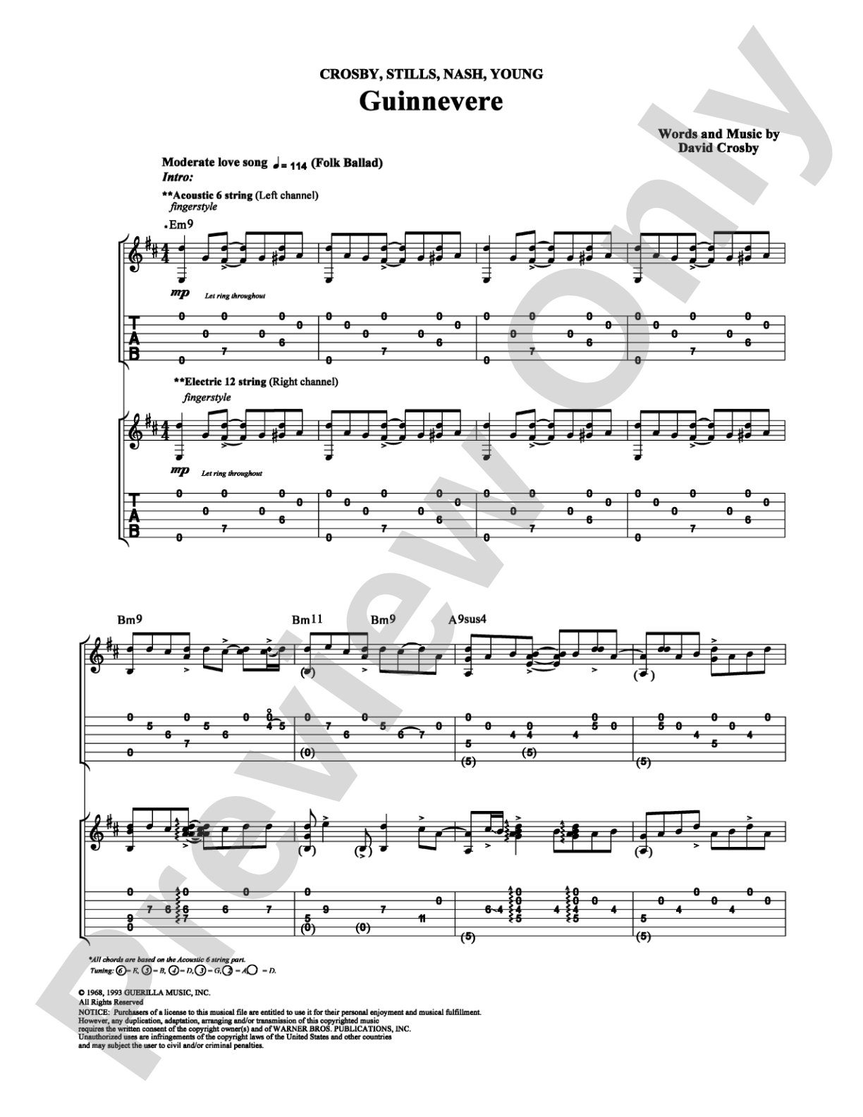 Guinnevere: Guitar TAB Digital Sheet Music