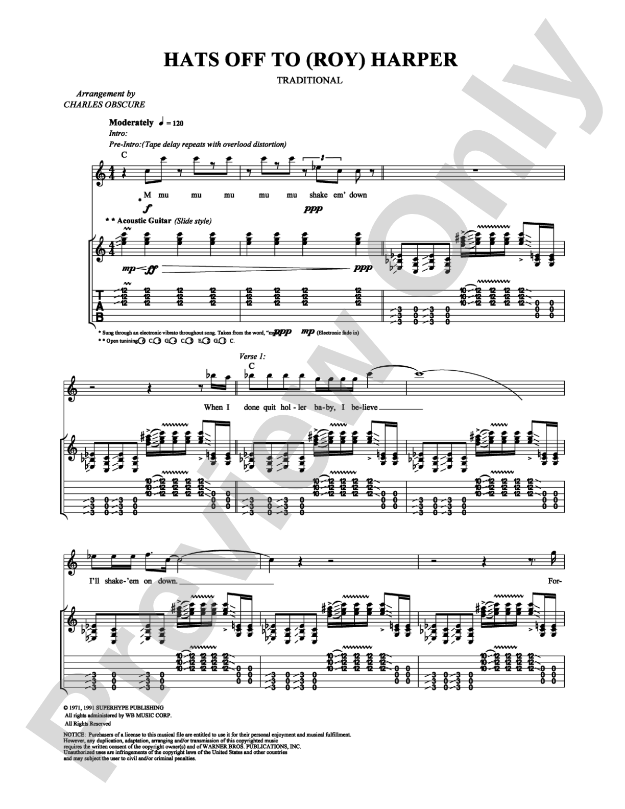 Hats Off to (Roy) Harper: Authentic Guitar TAB