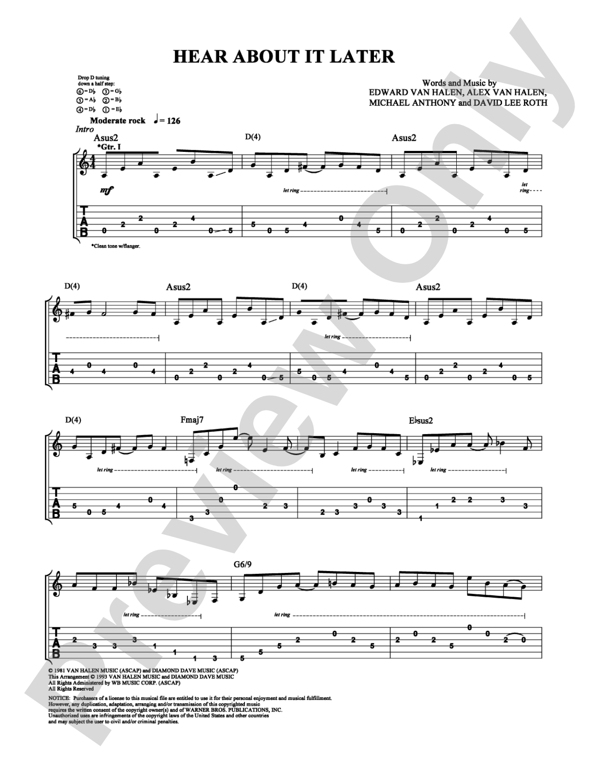Hear About It Later: Guitar TAB Digital Sheet Music
