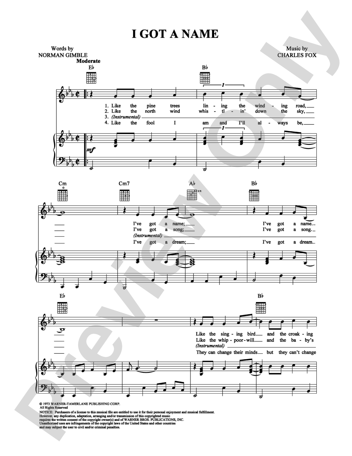 I Got A Name: Piano/Vocal/Chords Digital Sheet Music
