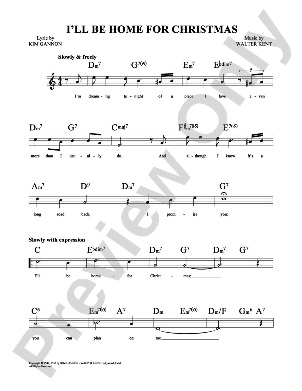I'll Be Home For Christmas: Lead Sheet Digital Sheet Music