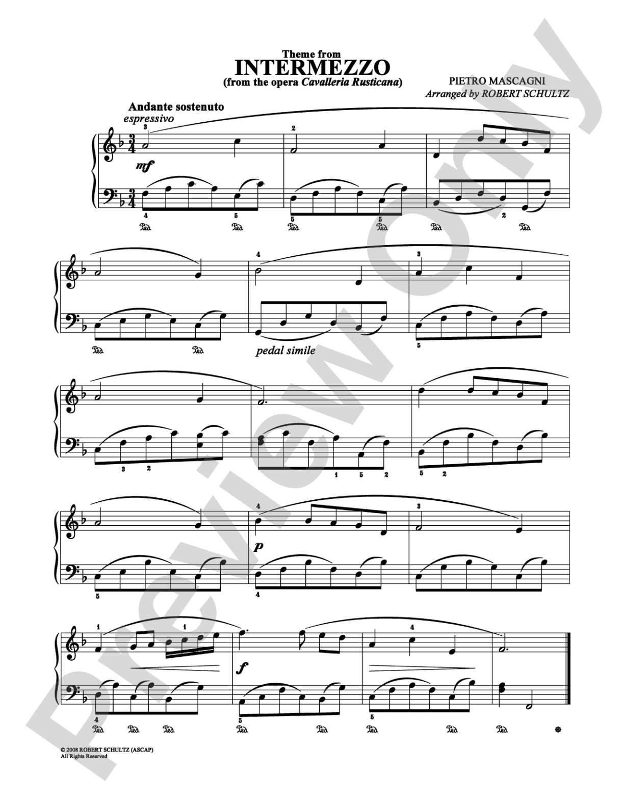 Intermezzo: Easy Piano Digital Sheet Music