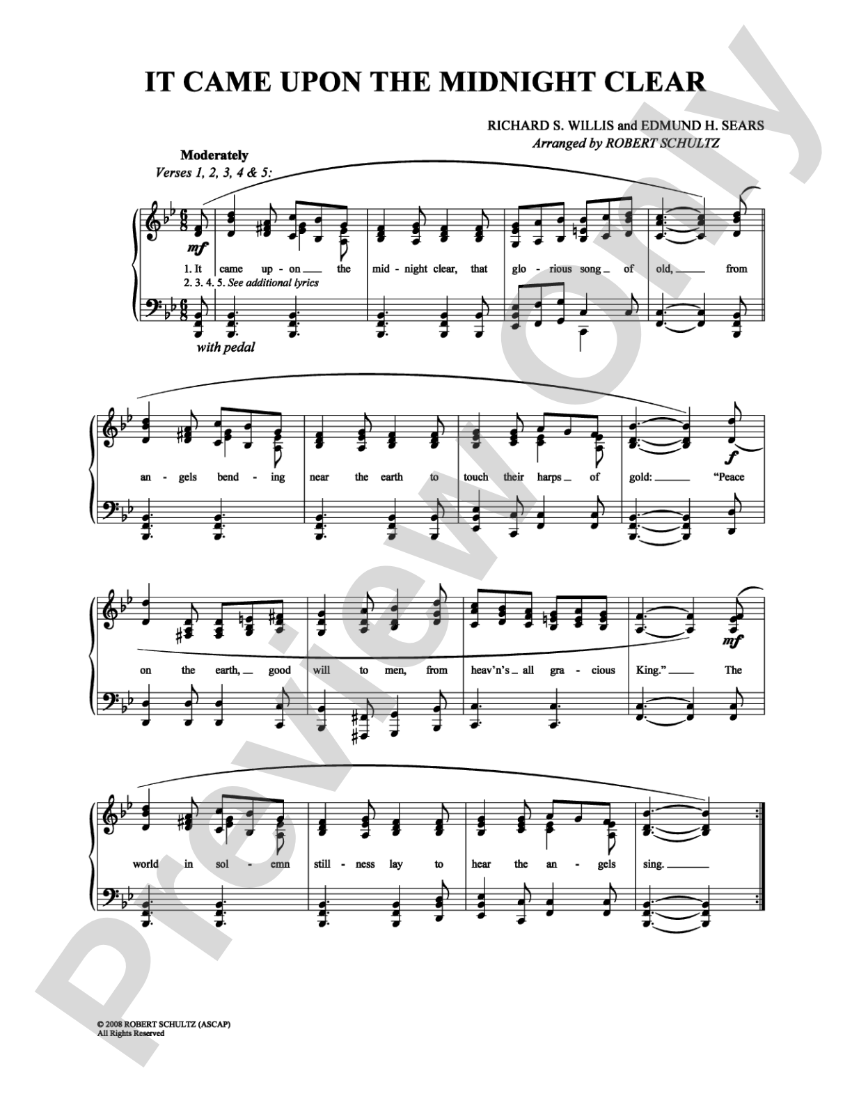 It Came Upon the Midnight Clear: Piano/Vocal/Chords Digital Sheet Music