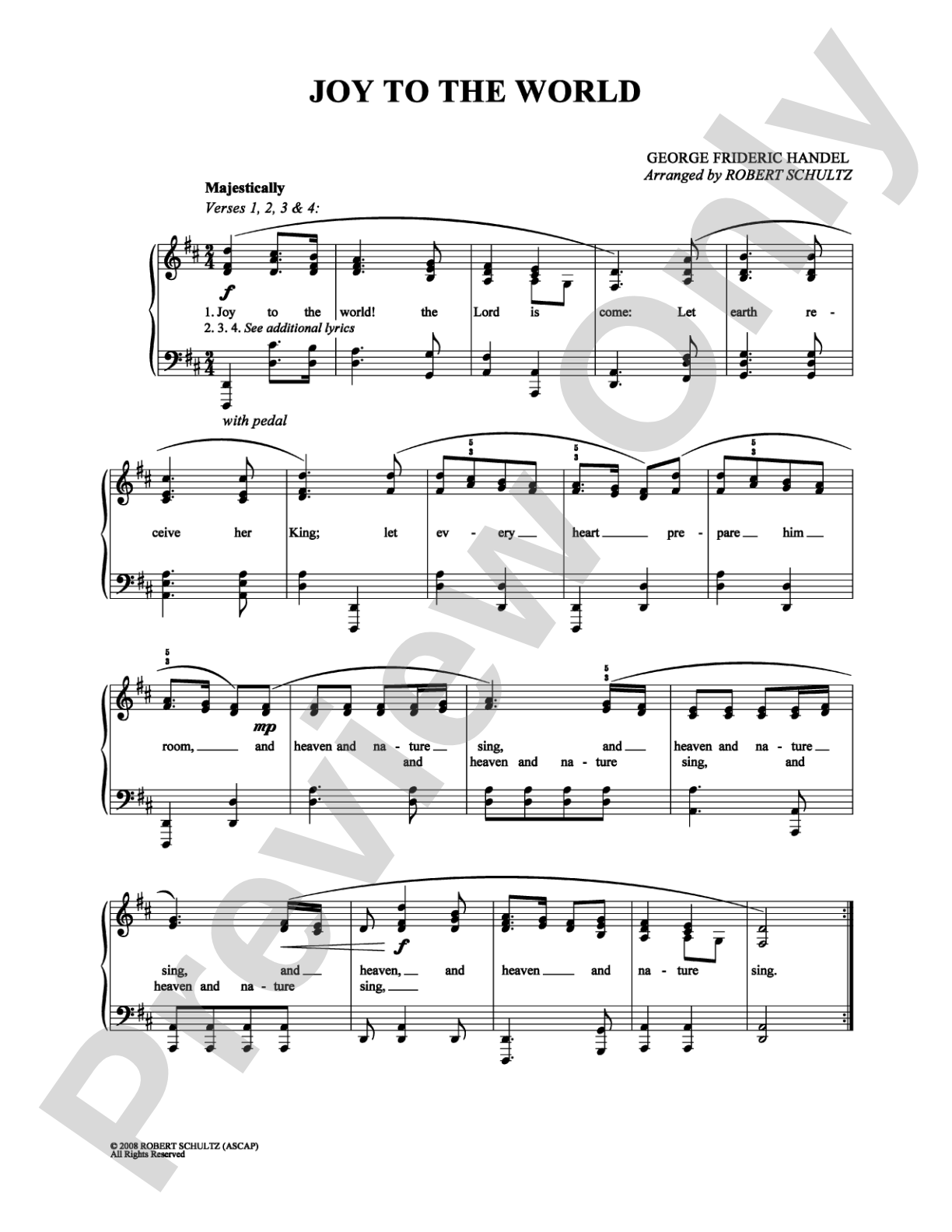 Joy to the World: Piano/Vocal/Chords Digital Sheet Music
