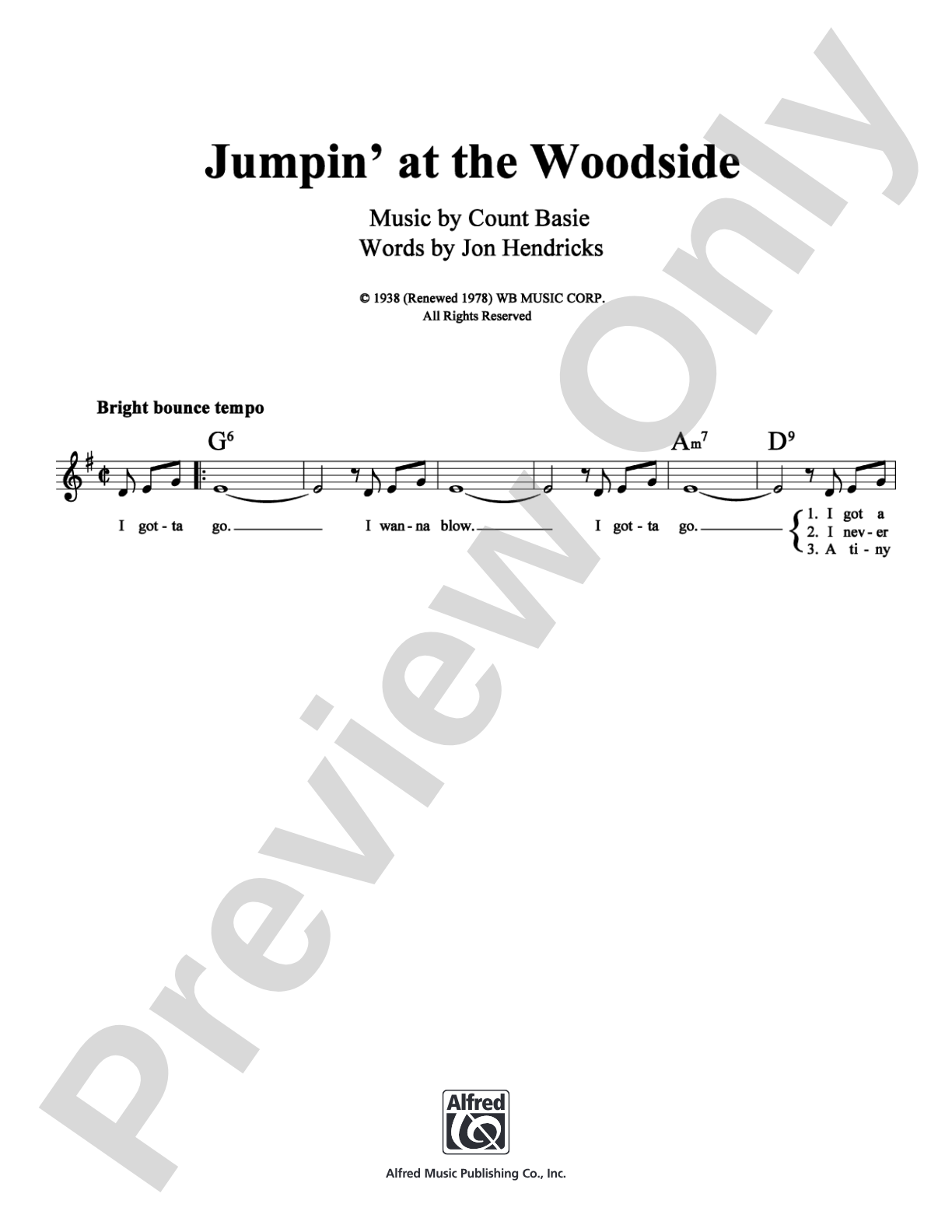 Jumpin' at the Woodside: Lead Sheet Digital Sheet Music