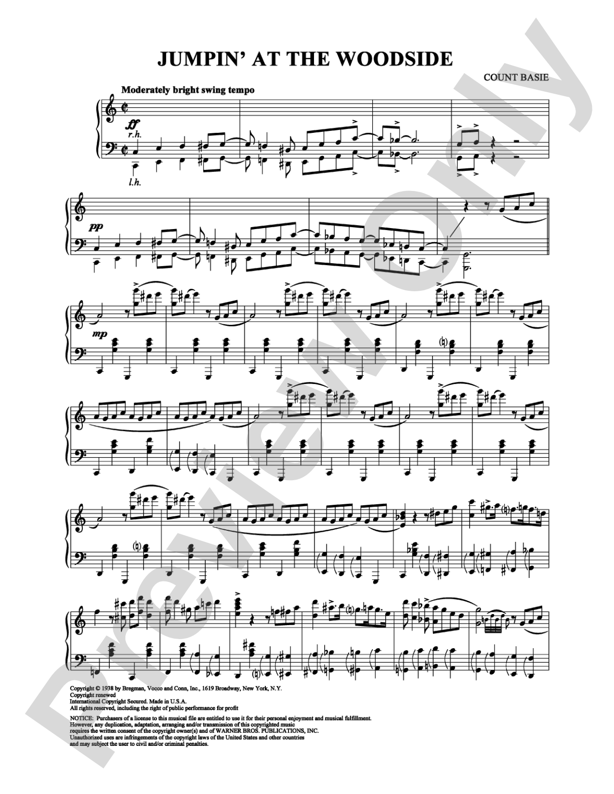 Jumpin' at the Woodside: Piano Digital Sheet Music