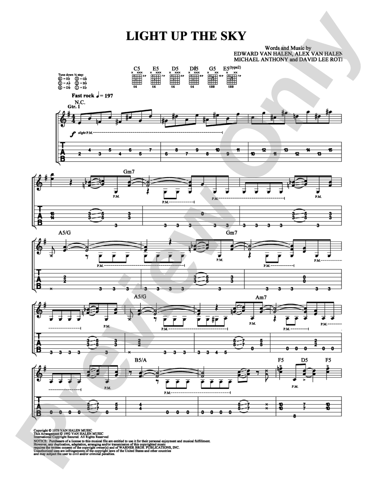 Light Up The Sky: Guitar TAB Digital Sheet Music