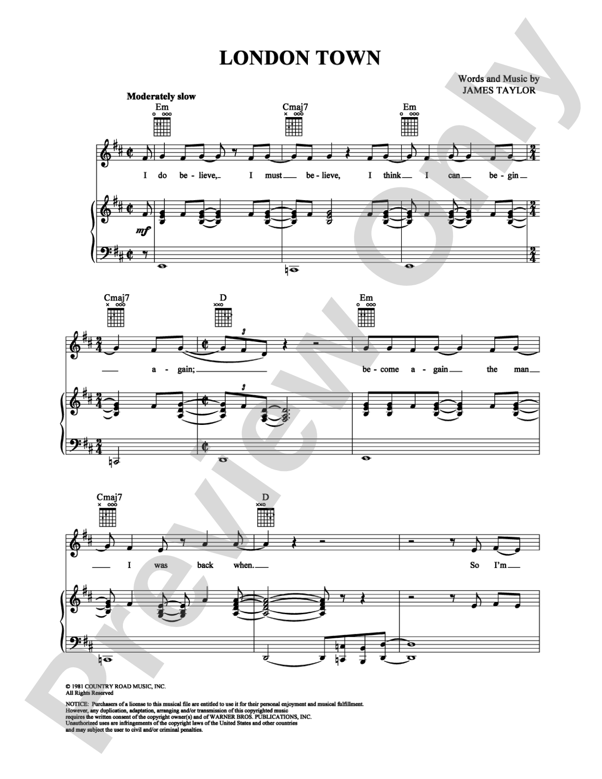 London Town: Piano/Vocal/Chords Digital Sheet Music
