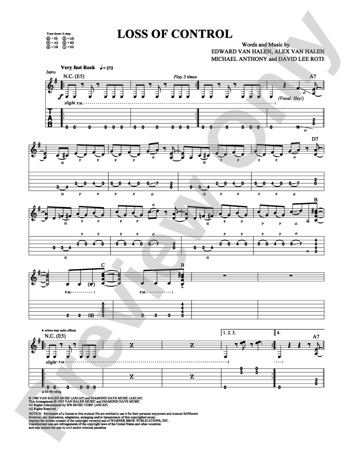 Loss of Control: Guitar TAB Digital Sheet Music