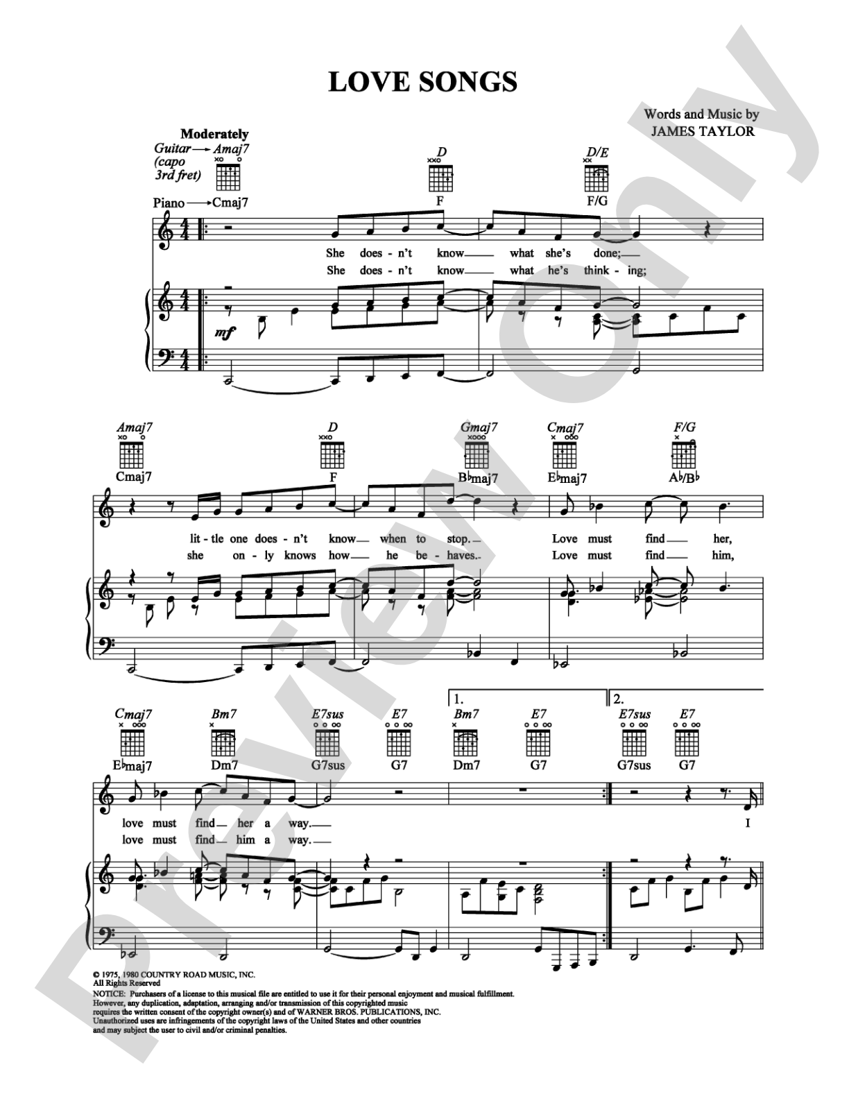 Love Songs: Piano/Vocal/Chords Digital Sheet Music