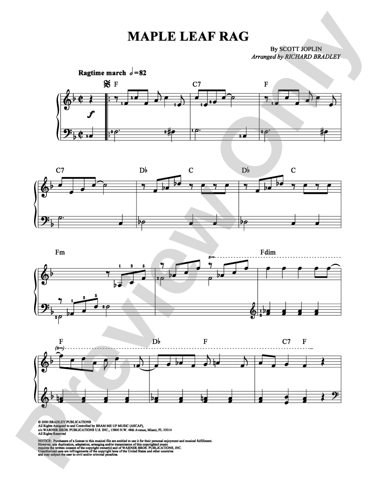 Maple Leaf Rag: Easy Piano Digital Sheet Music
