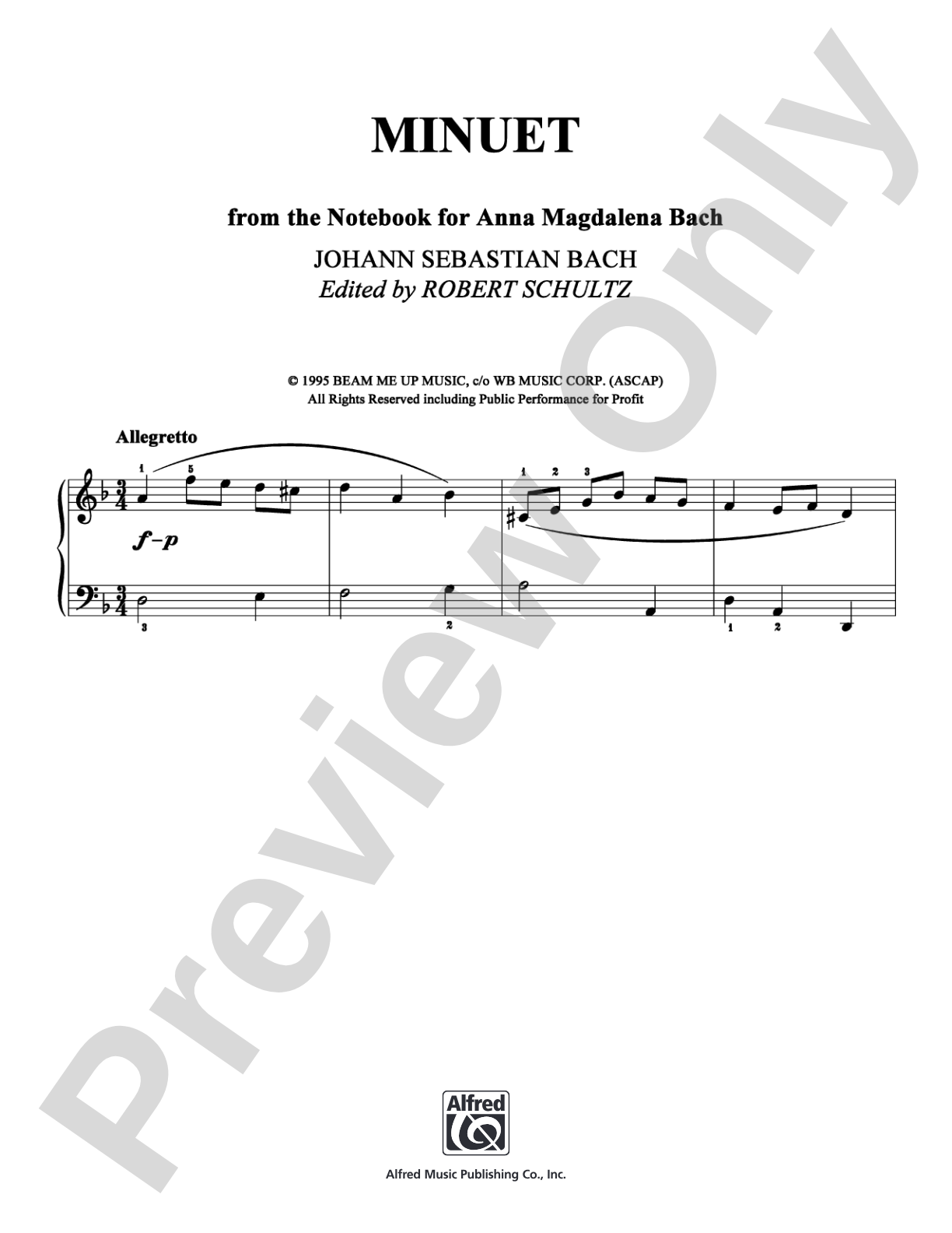 Minuet: Piano Digital Sheet Music