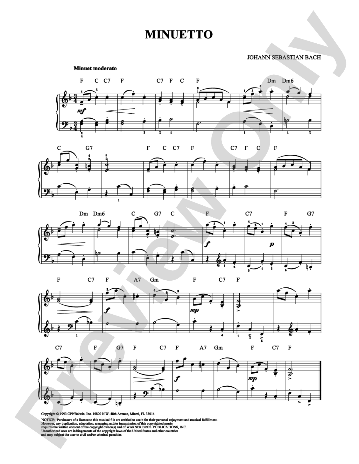 Minuetto: Piano Digital Sheet Music