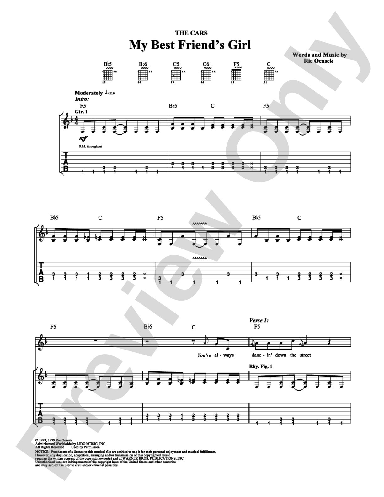 My Best Friend's Girl: Guitar TAB Digital Sheet Music