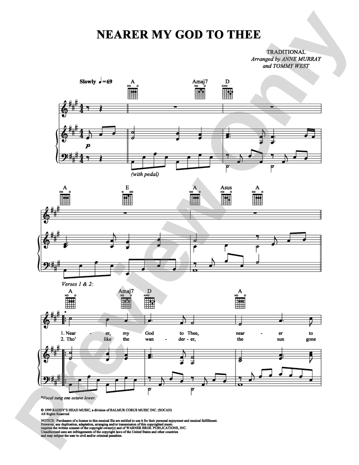 Nearer My God to Thee: Piano/Vocal/Chords Digital Sheet Music