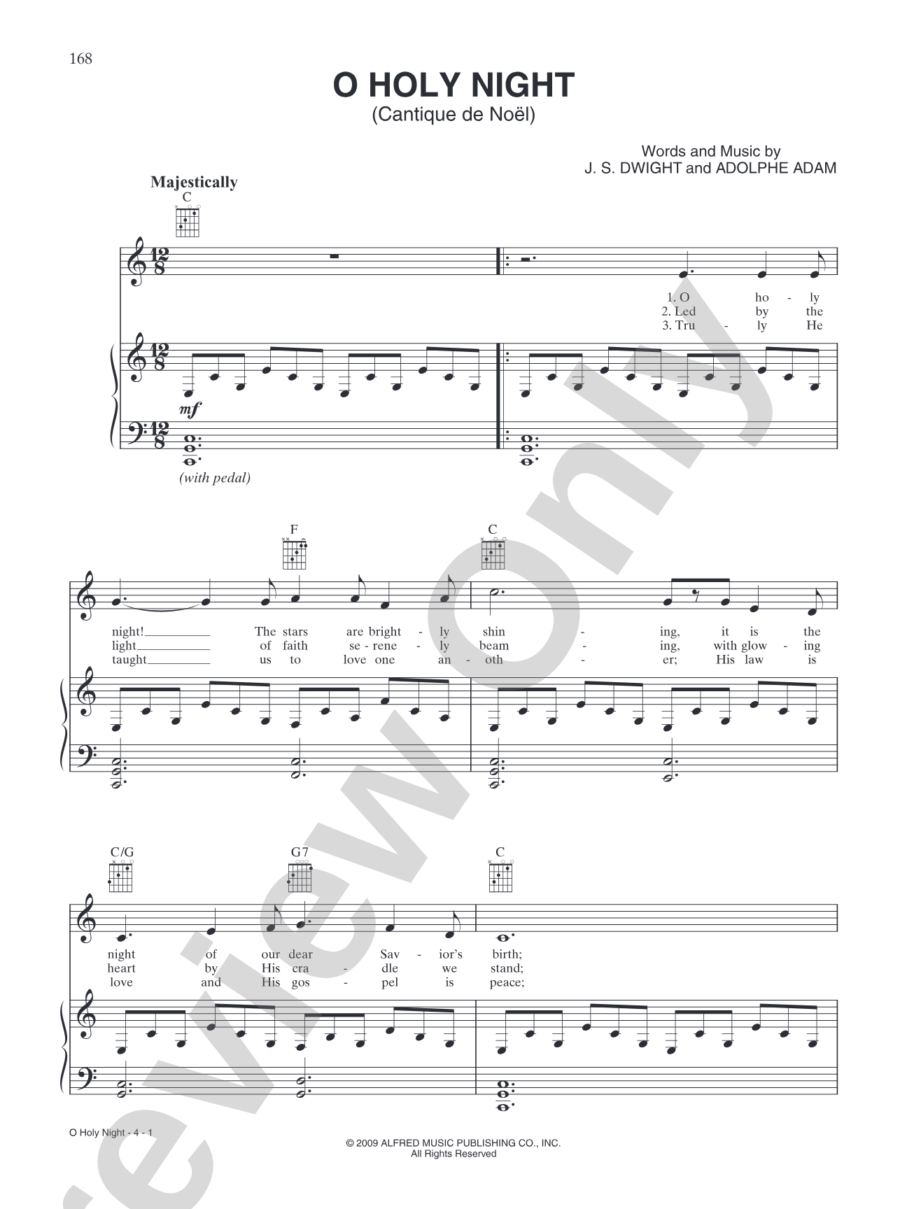 O Holy Night: Piano/Vocal/Chords