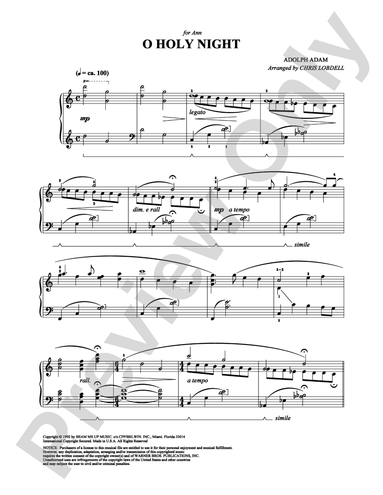 O Holy Night: Piano Digital Sheet Music