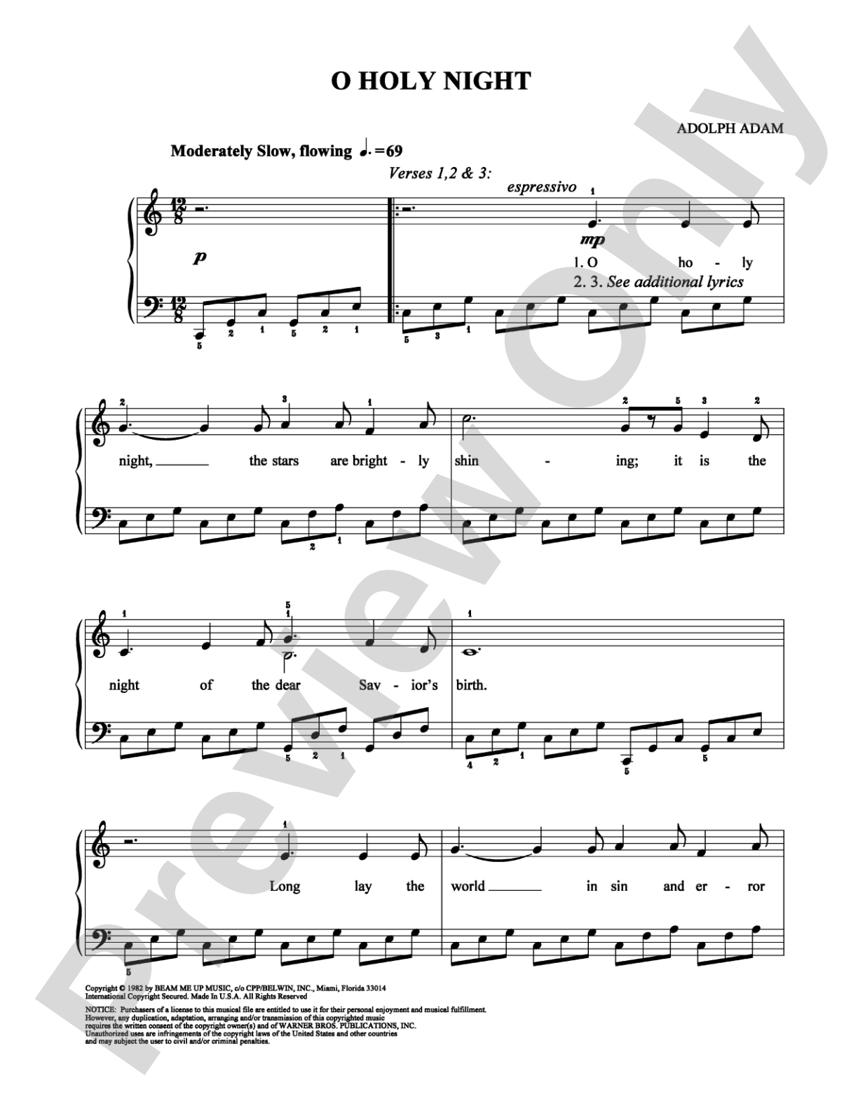 O Holy Night: Easy Piano Digital Sheet Music