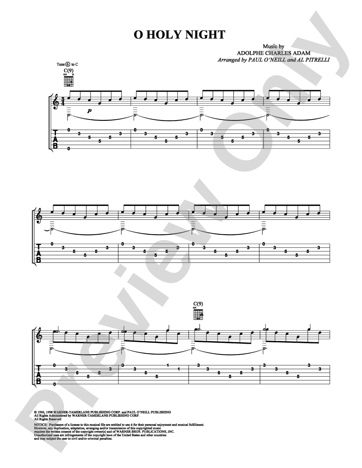 O Holy Night: Easy Guitar Digital Sheet Music