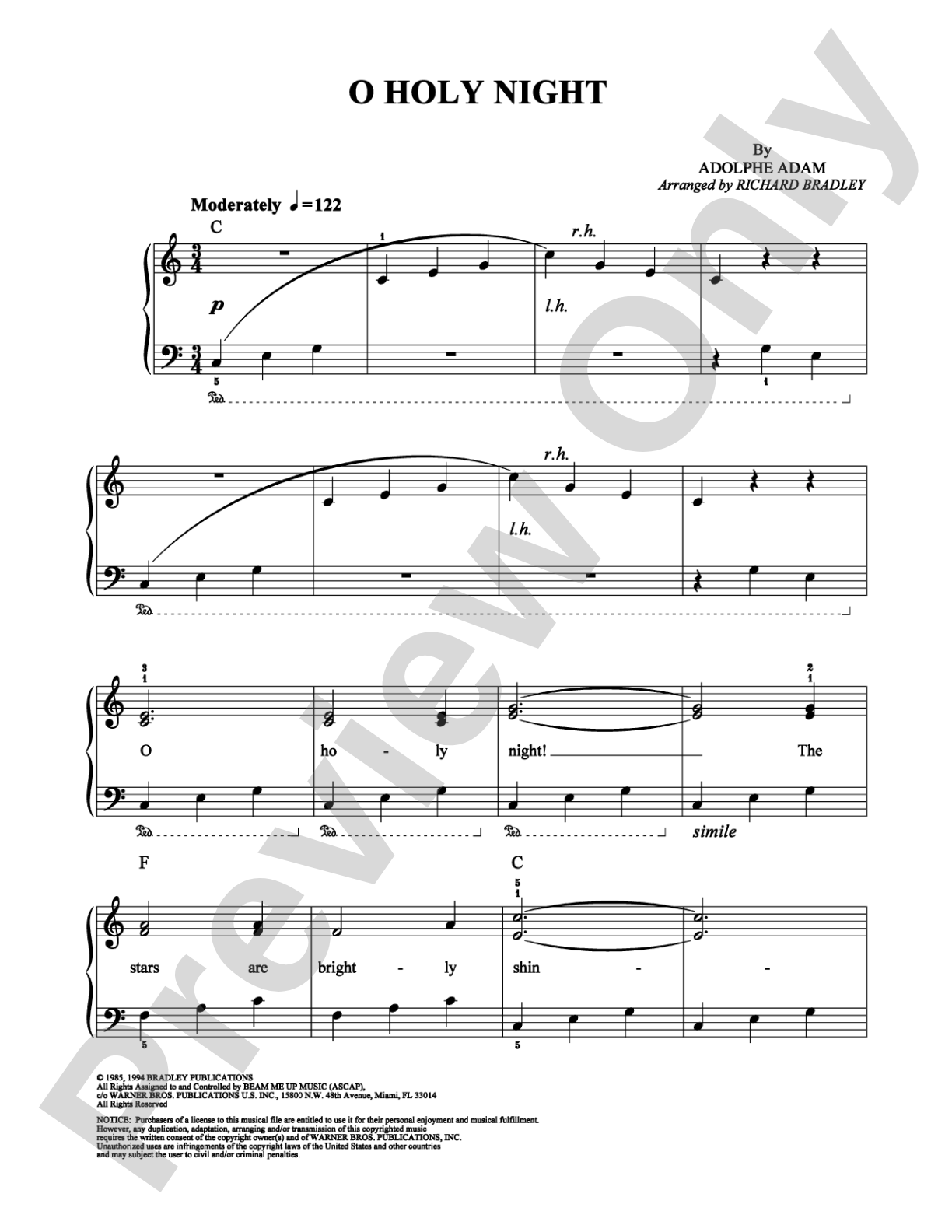 O Holy Night: Easy Piano Digital Sheet Music