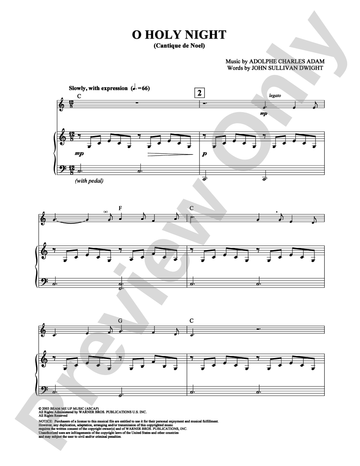 O Holy Night: Piano Digital Sheet Music