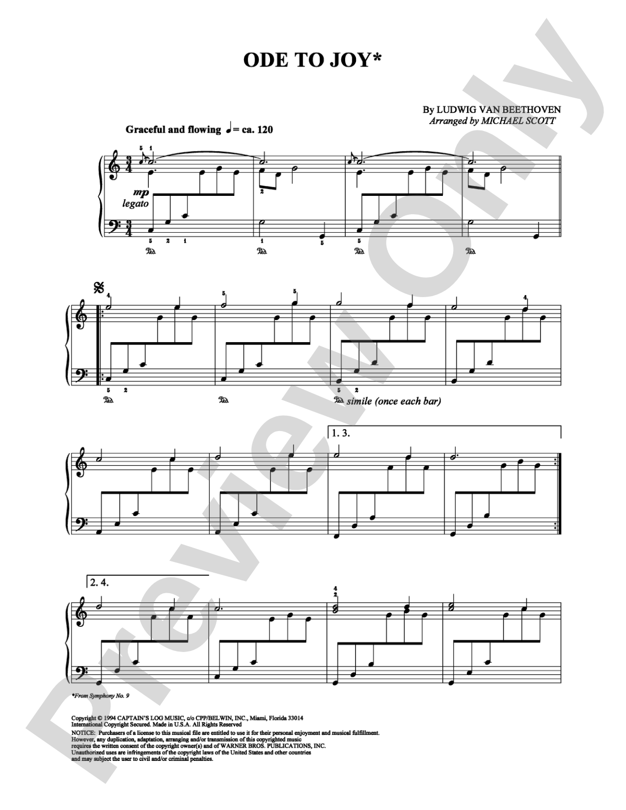 Ode to Joy (from Symphony No. 9): Piano Digital Sheet Music
