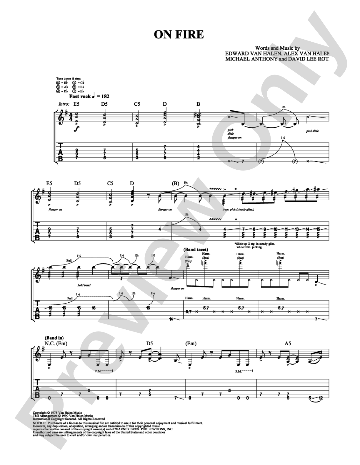 On Fire: Guitar TAB Digital Sheet Music