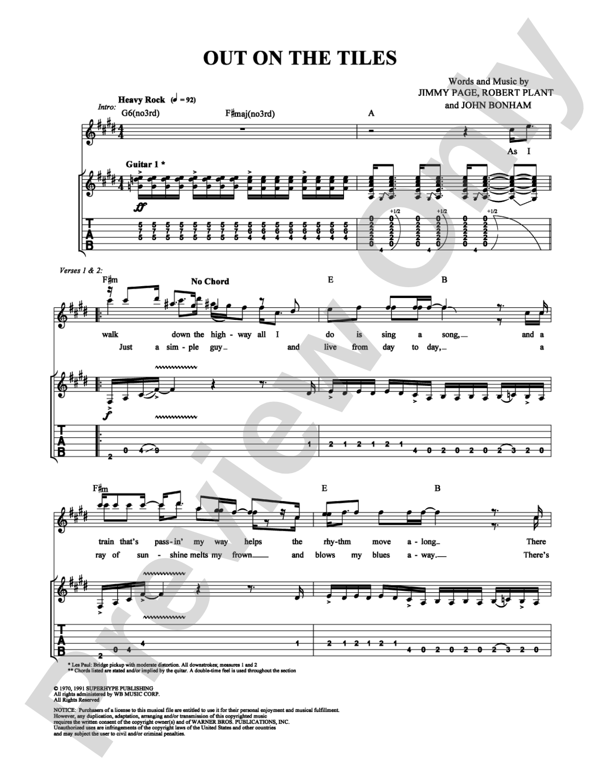 Out on the Tiles: Authentic Guitar TAB