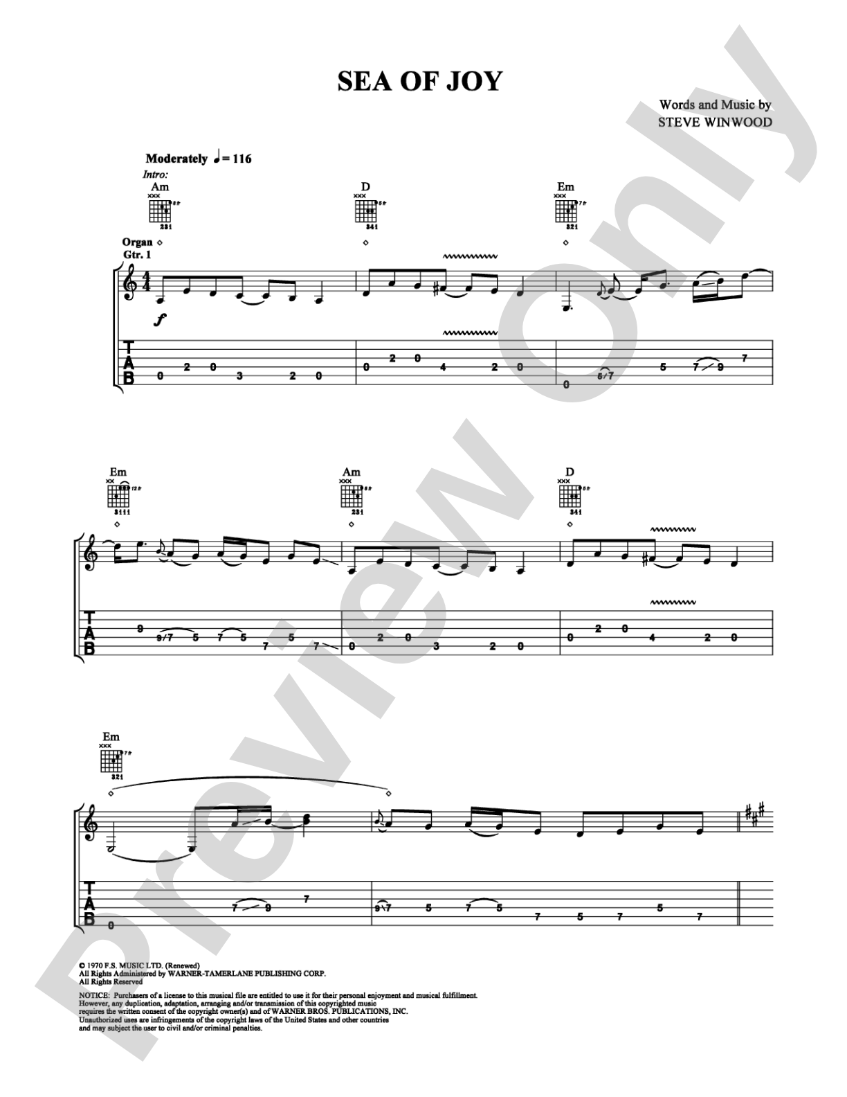 Sea of Joy: Guitar TAB Digital Sheet Music