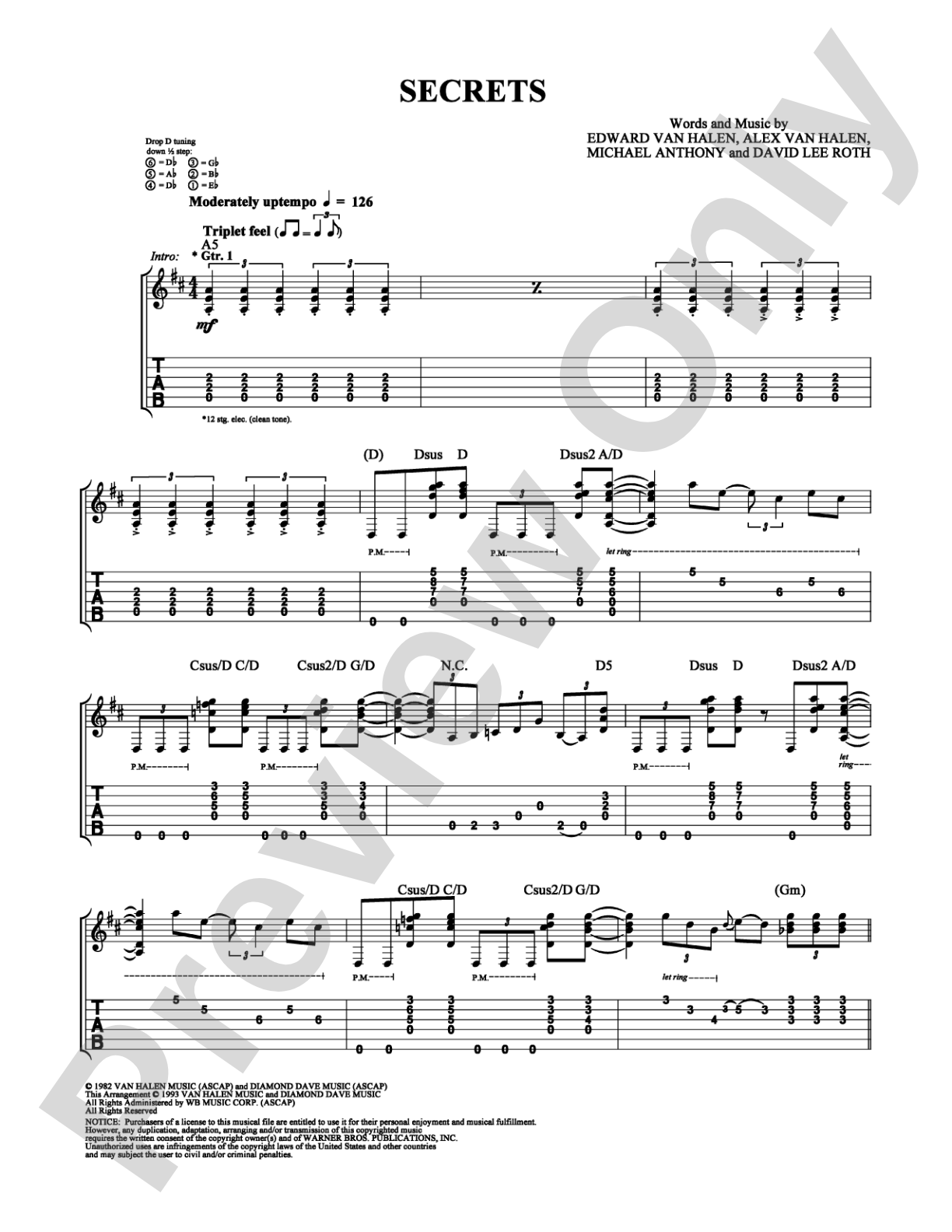 Secrets: Guitar TAB Digital Sheet Music
