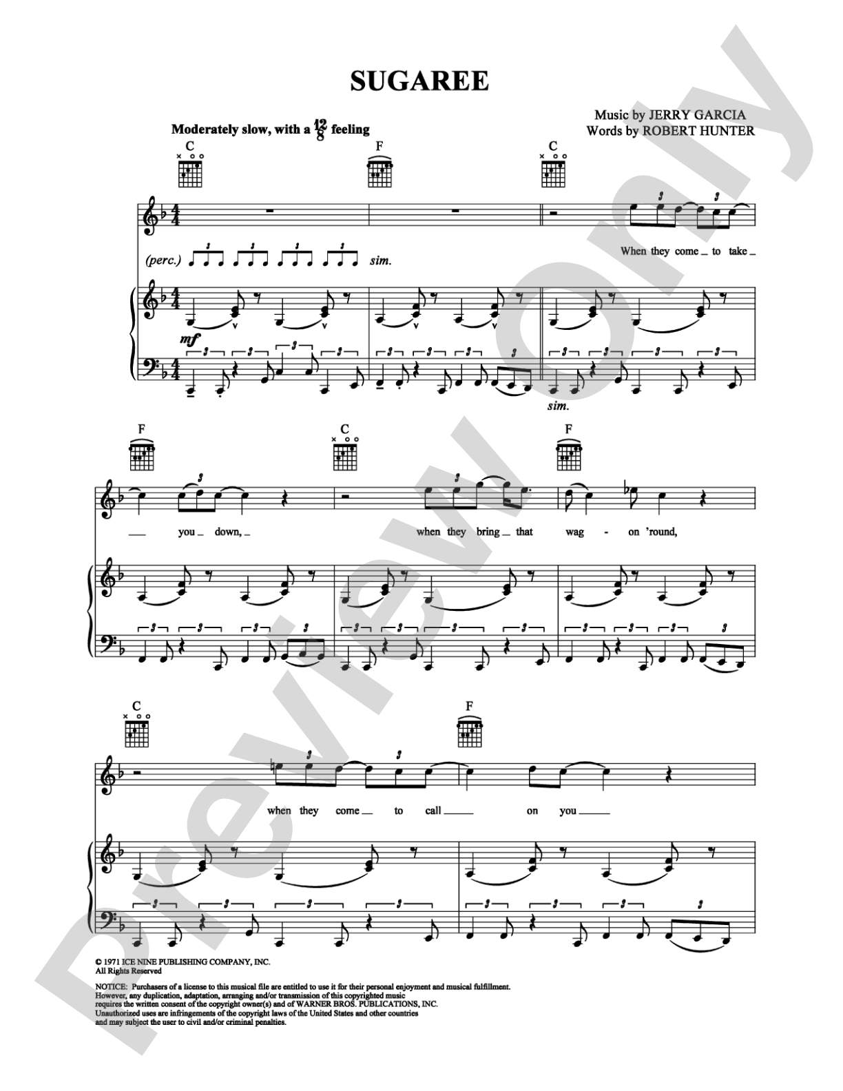 Sugaree: Piano/Vocal/Chords Digital Sheet Music