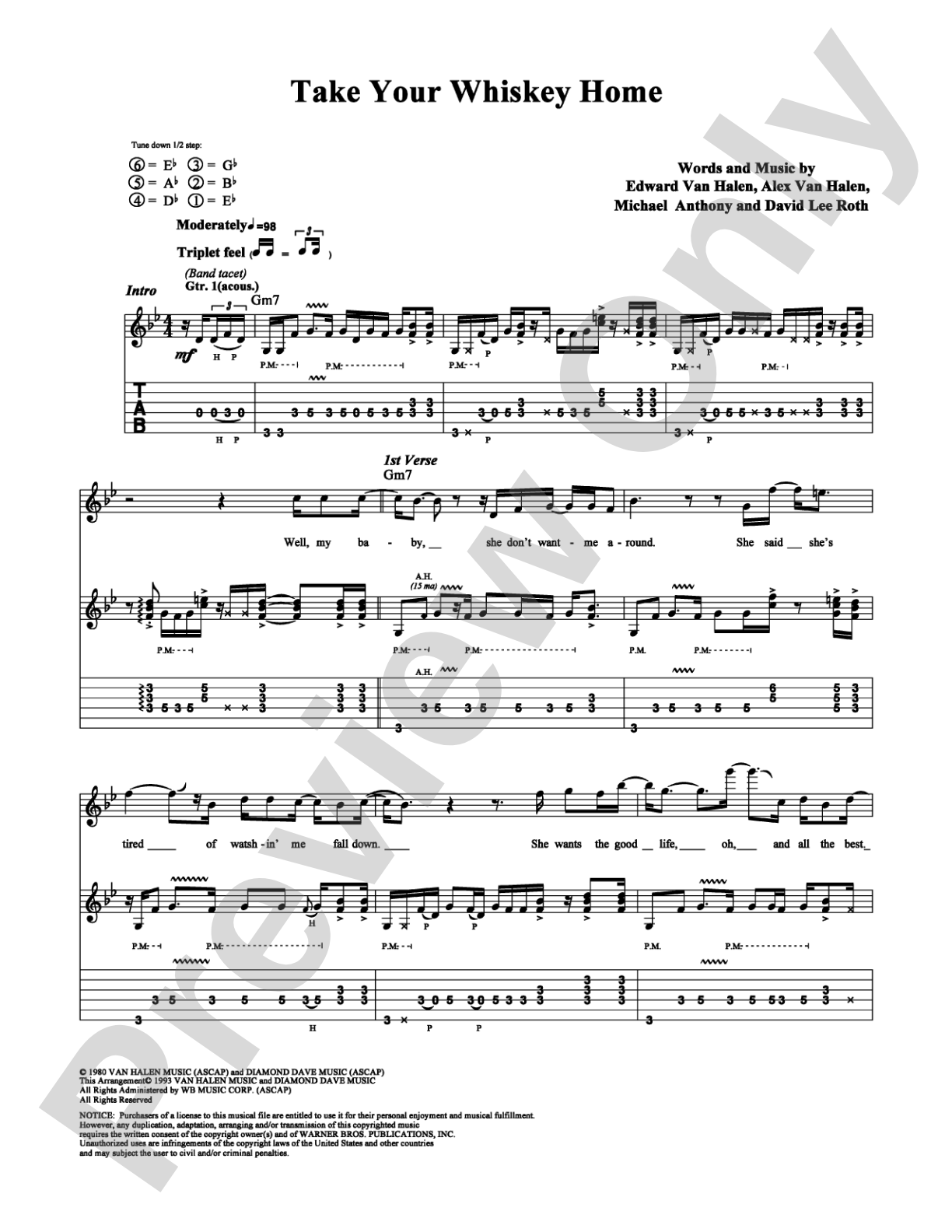 Take Your Whiskey Home: Guitar TAB Digital Sheet Music