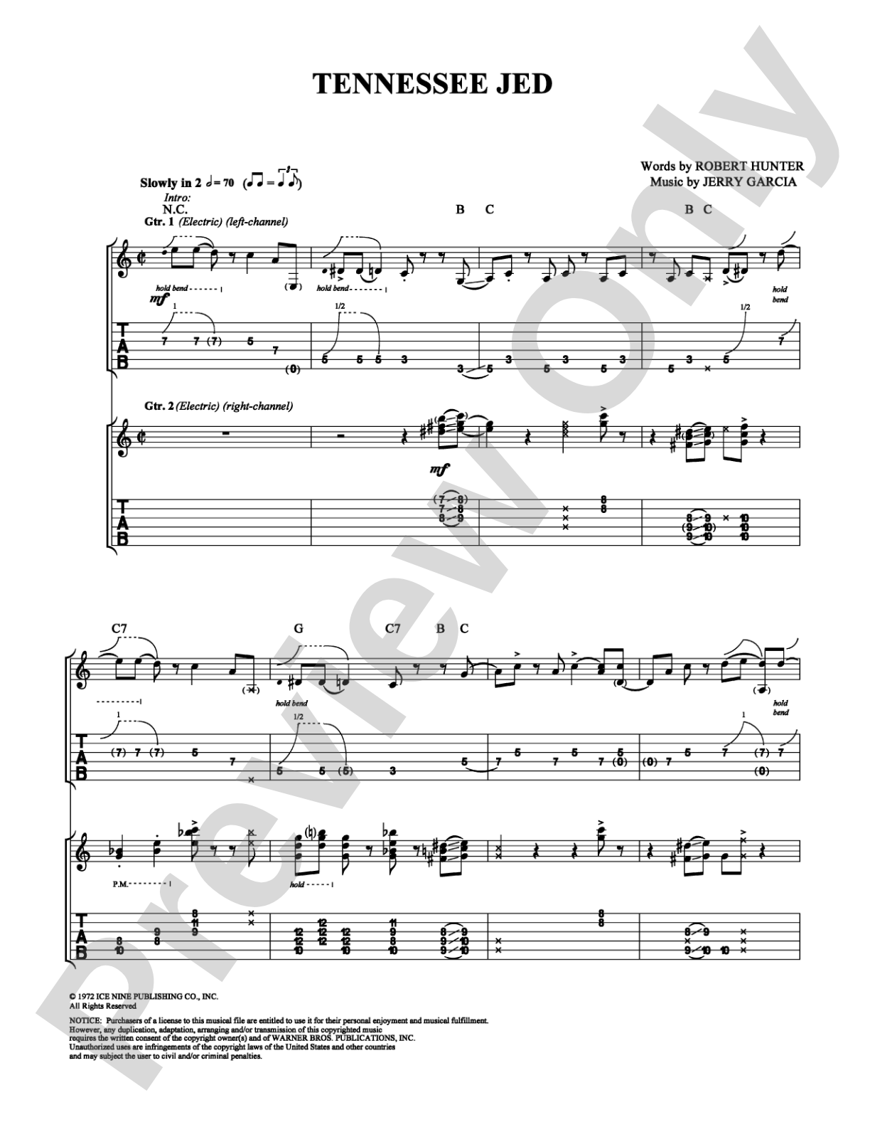Tennessee Jed: Guitar TAB Digital Sheet Music