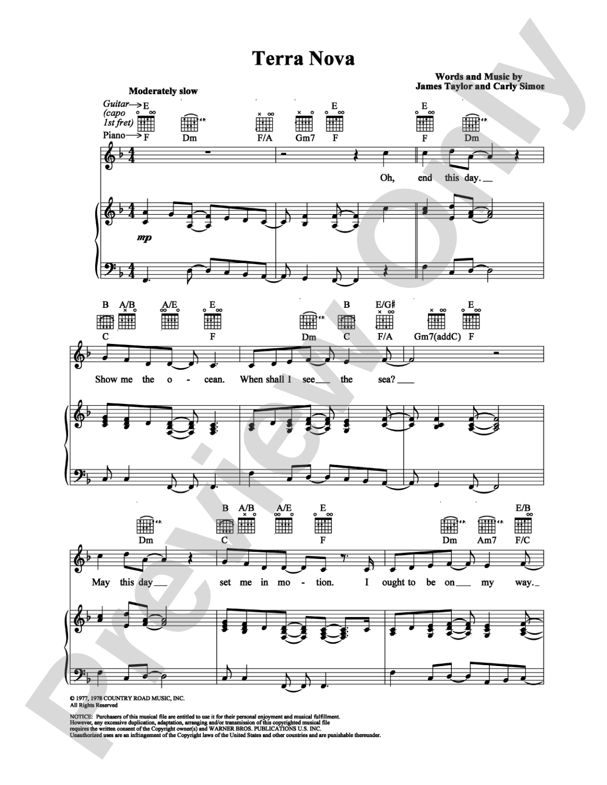 Terra Nova: Piano/Vocal/Chords Digital Sheet Music