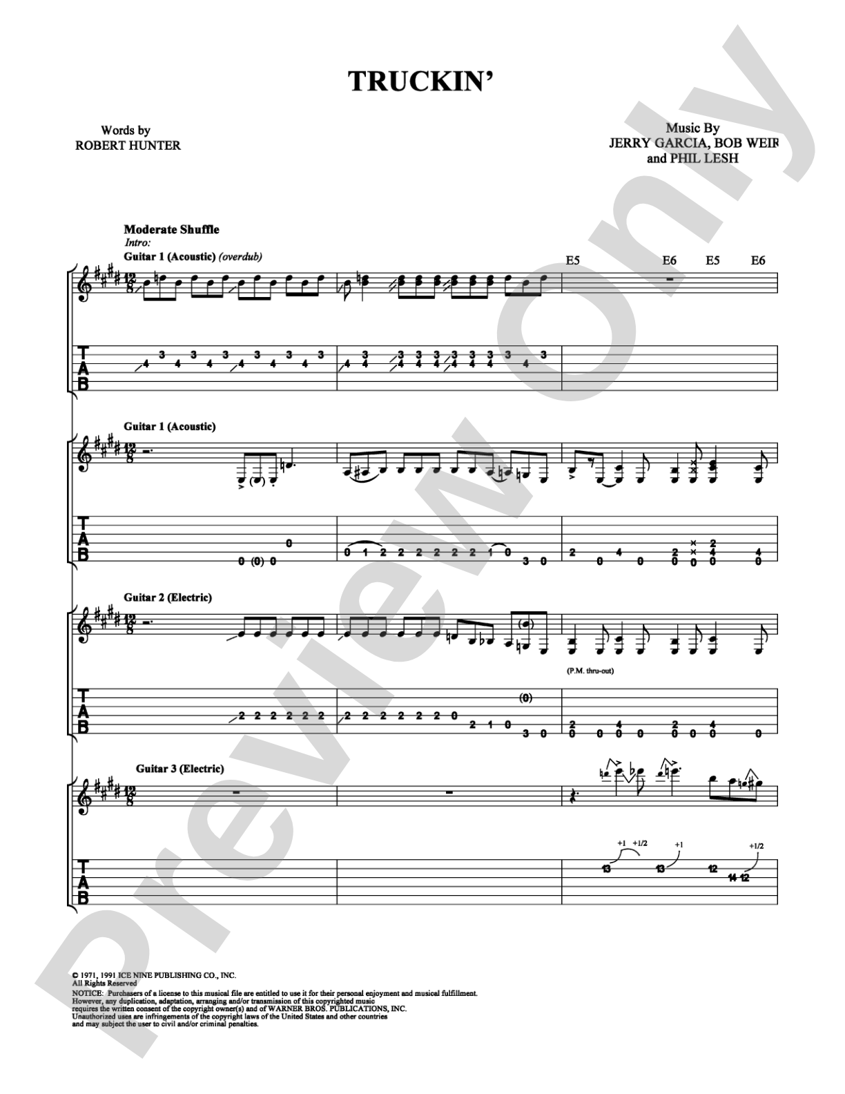 Truckin': Guitar TAB Digital Sheet Music