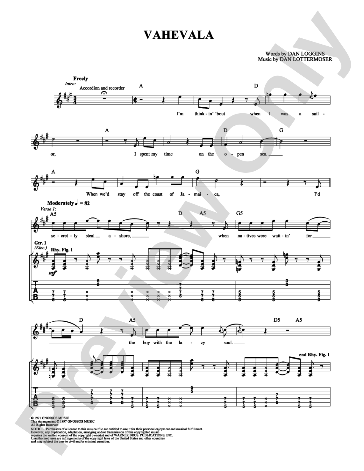 Vahevala: Guitar TAB Digital Sheet Music
