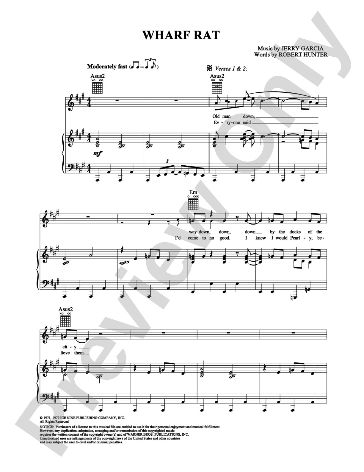 Wharf Rat: Piano/Vocal/Chords Digital Sheet Music