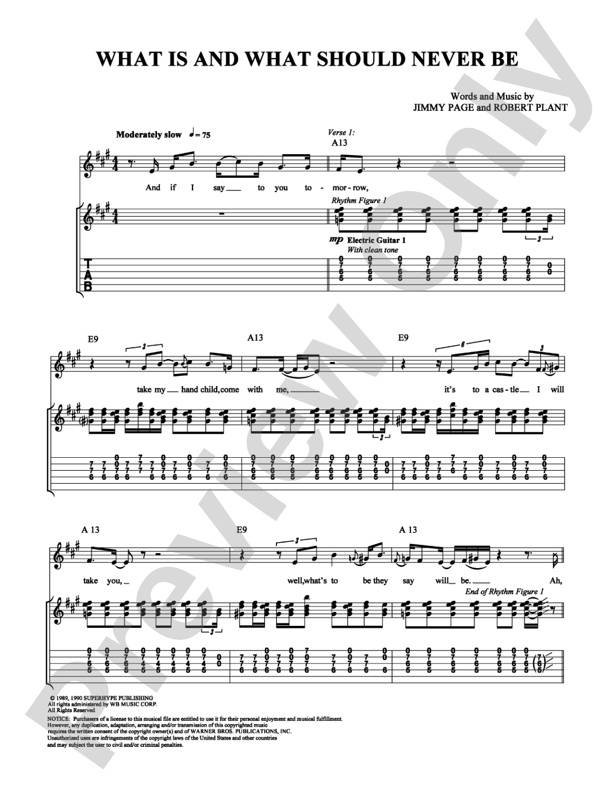What is and What Should Never Be: Guitar TAB Digital Sheet Music