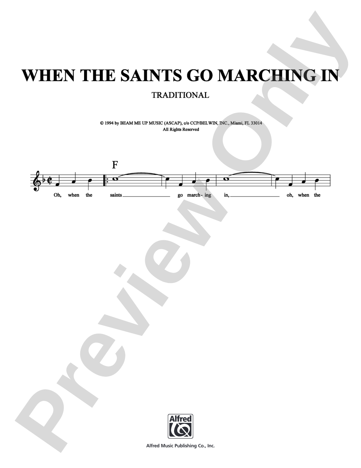 When the Saints Go Marching In: Lead Sheet Digital Sheet Music