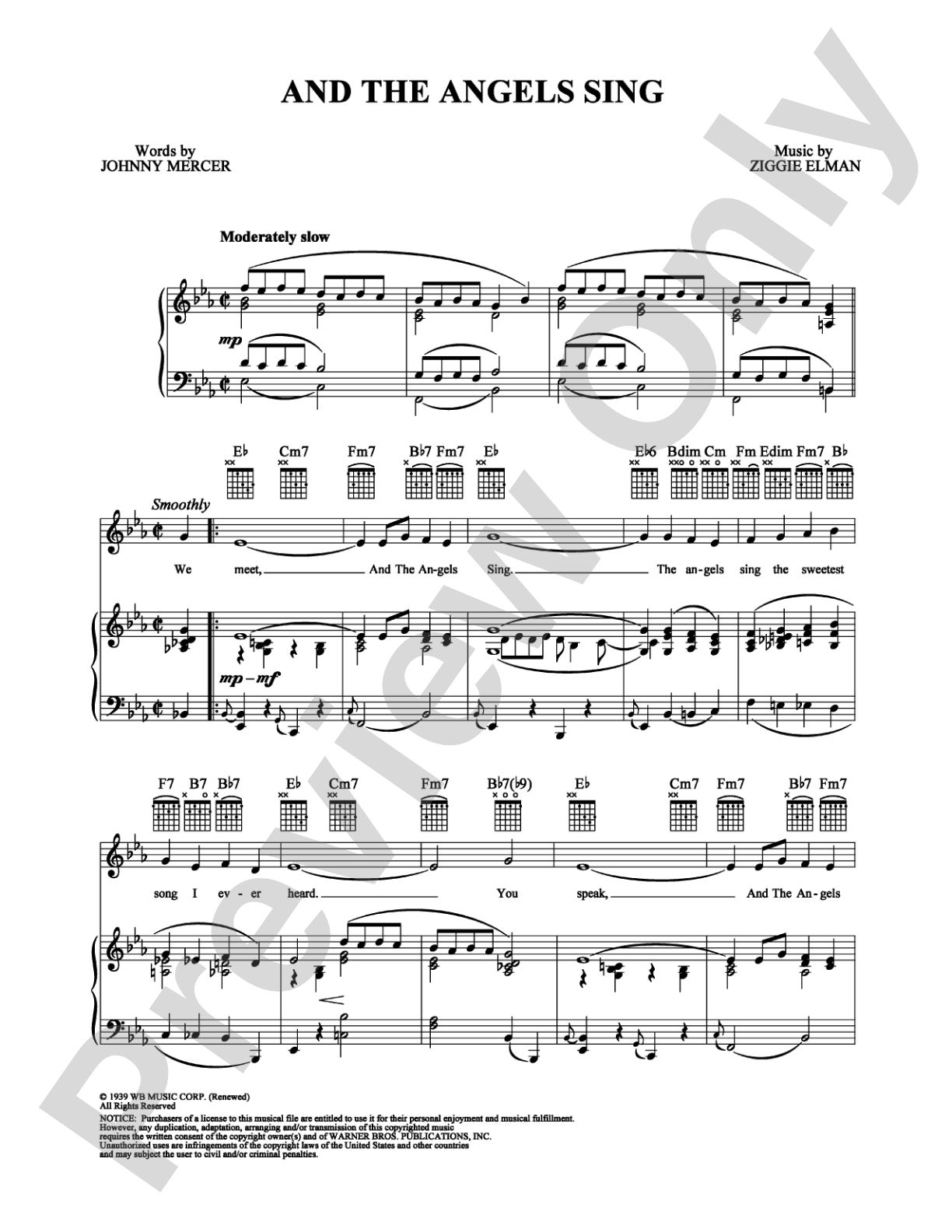 And The Angels Sing: Piano/Vocal/Chords Digital Sheet Music