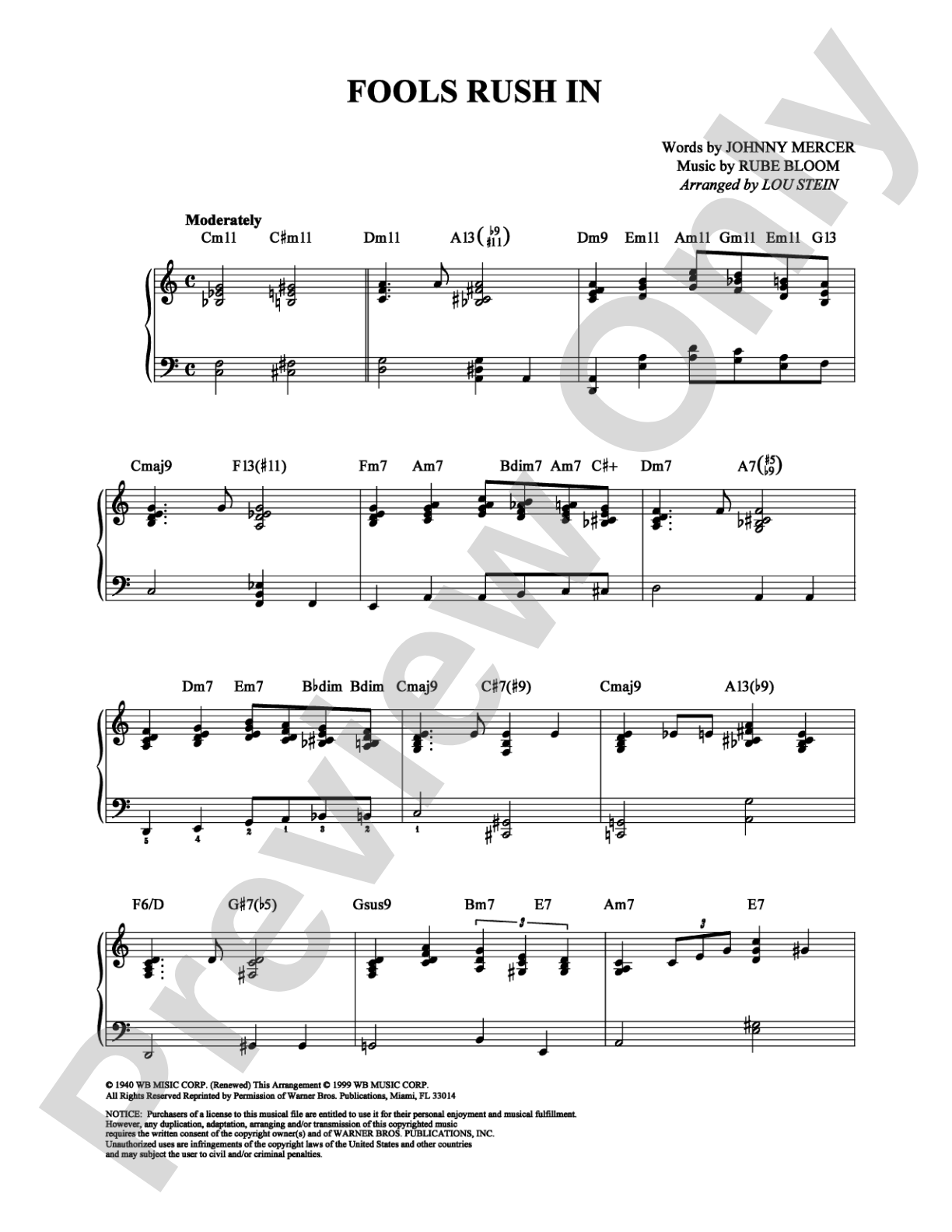 Fools Rush In: Piano Digital Sheet Music