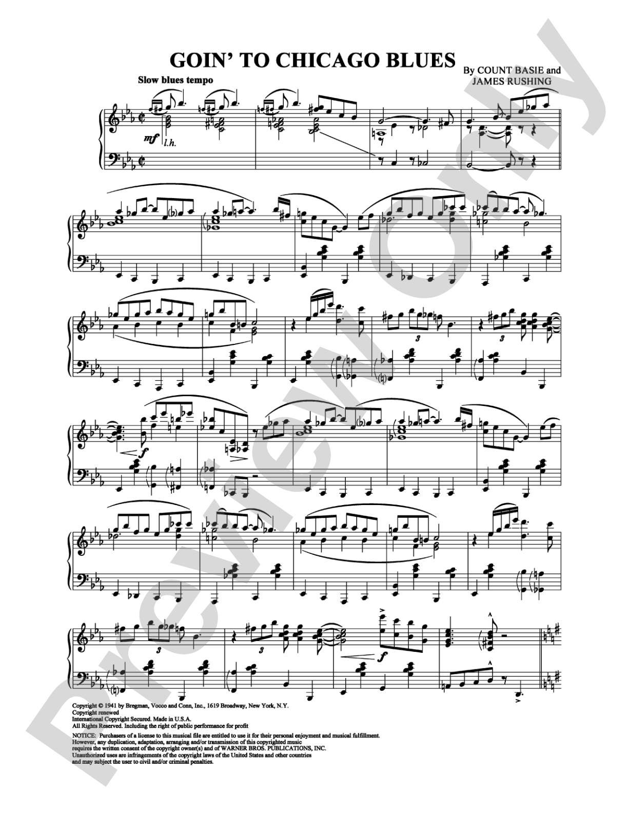 Goin' to Chicago Blues: Piano Digital Sheet Music