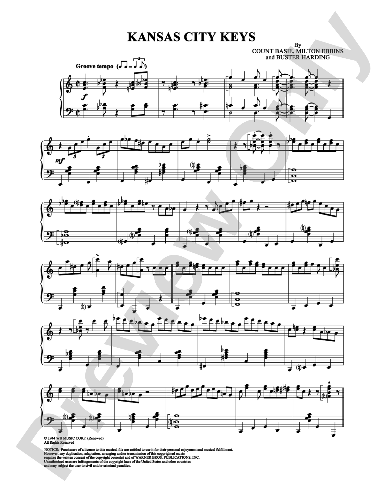 Kansas City Keys: Piano Digital Sheet Music