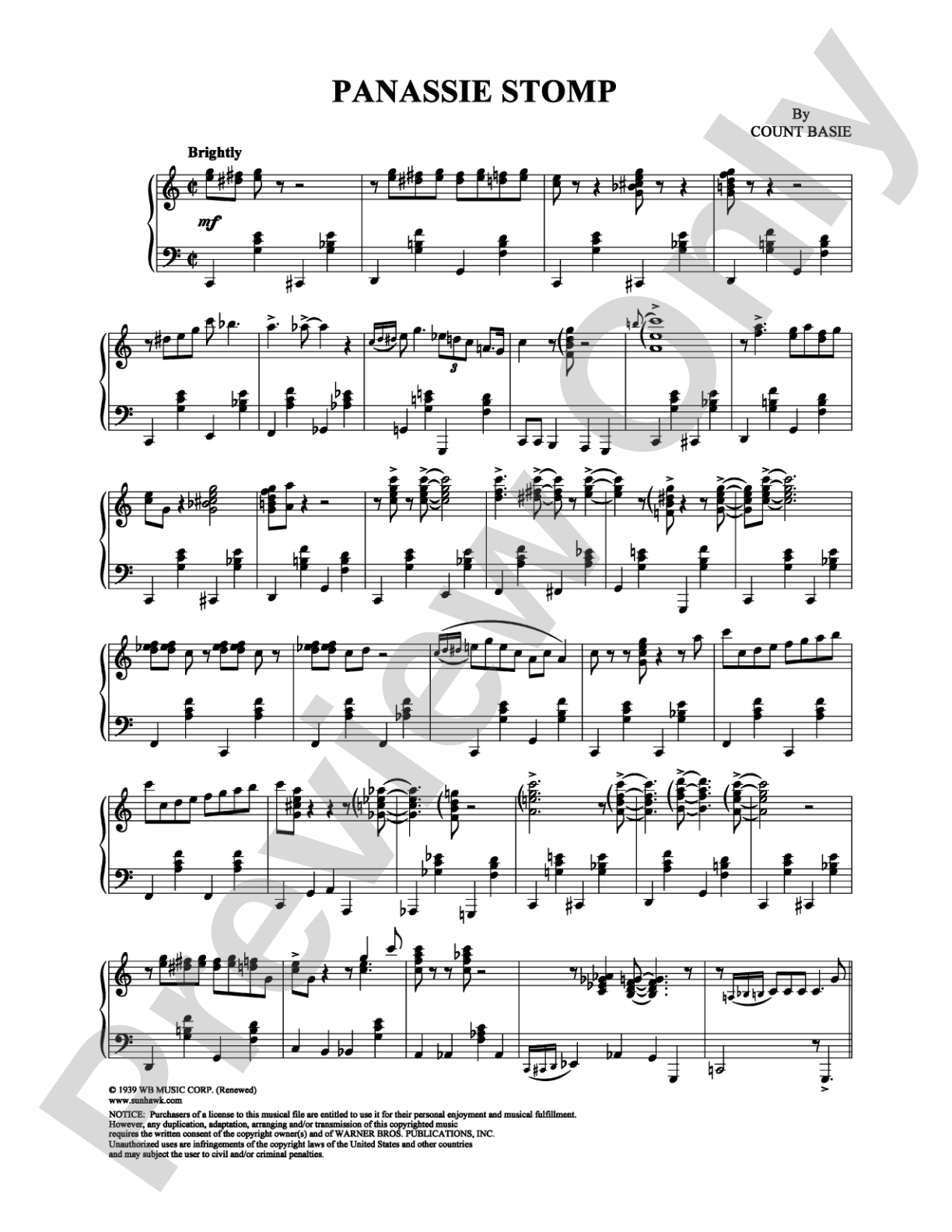 Panassie Stomp: Piano Digital Sheet Music