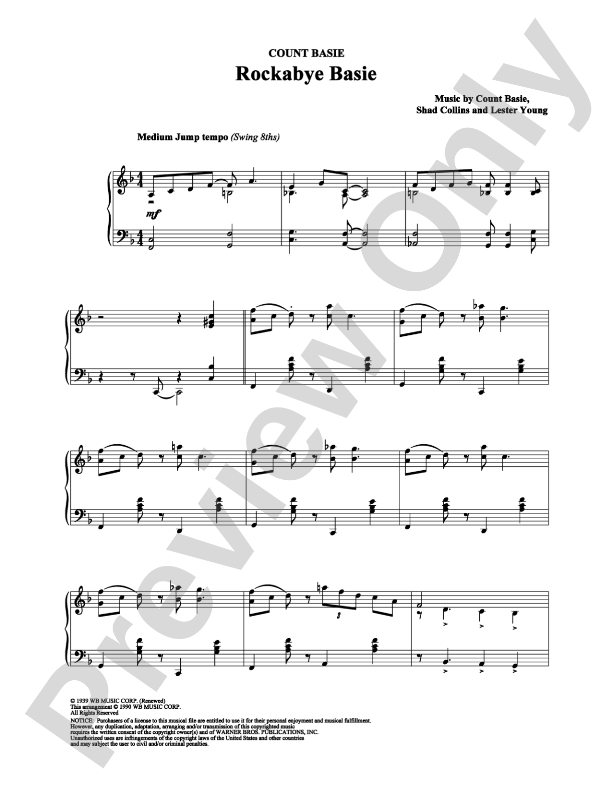 Rockabye Basie: Piano Digital Sheet Music
