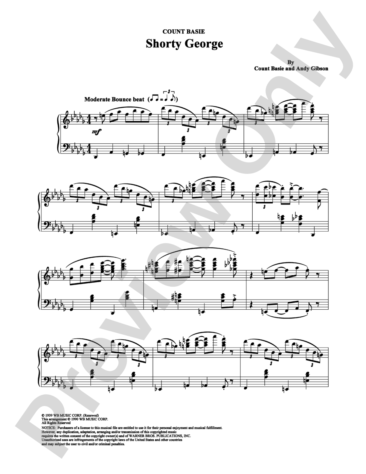 Shorty George: Piano Digital Sheet Music