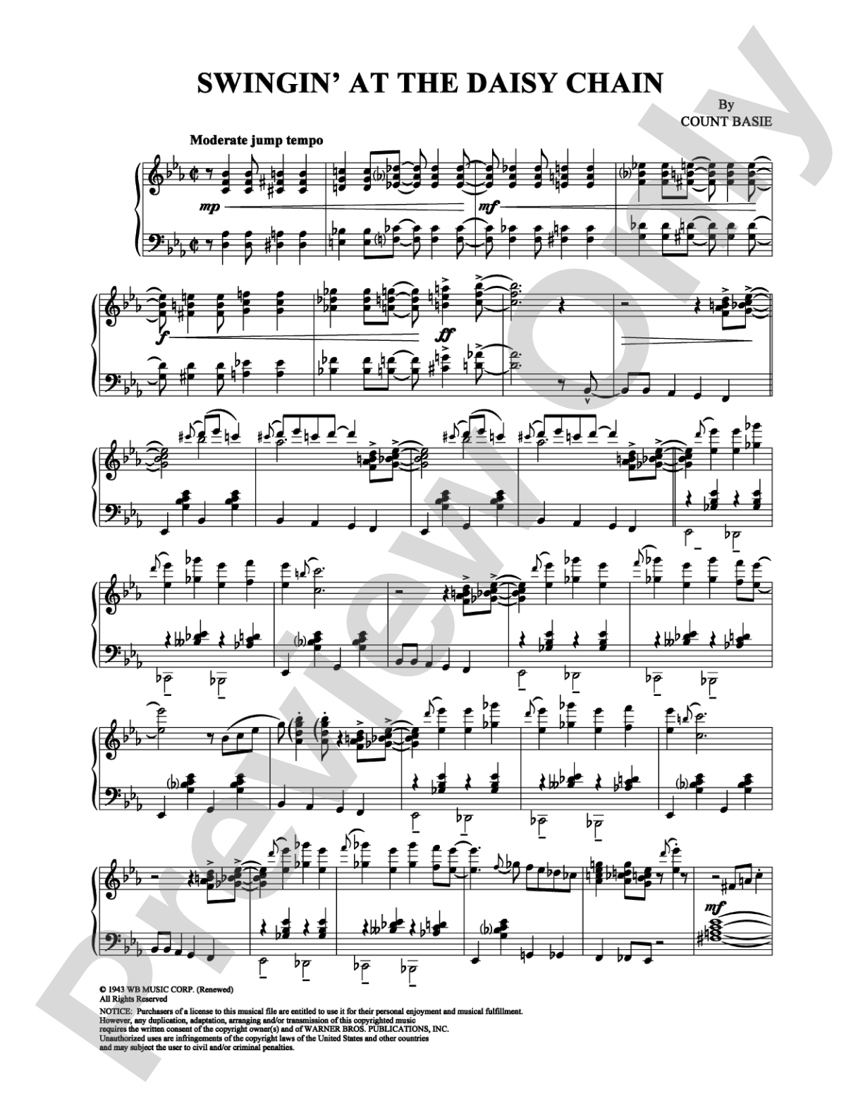 Swingin' at the Daisy Chain: Piano Digital Sheet Music